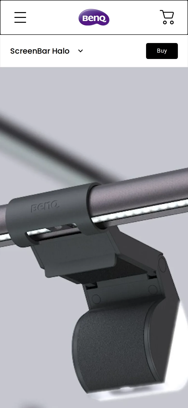 BenQ ScreenBar Halo on BenQ's site, viewed on a phone