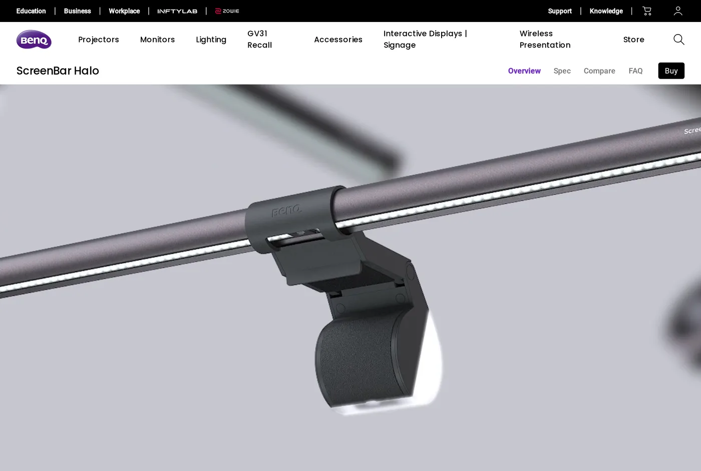 BenQ's own product page for the BenQ ScreenBar Halo