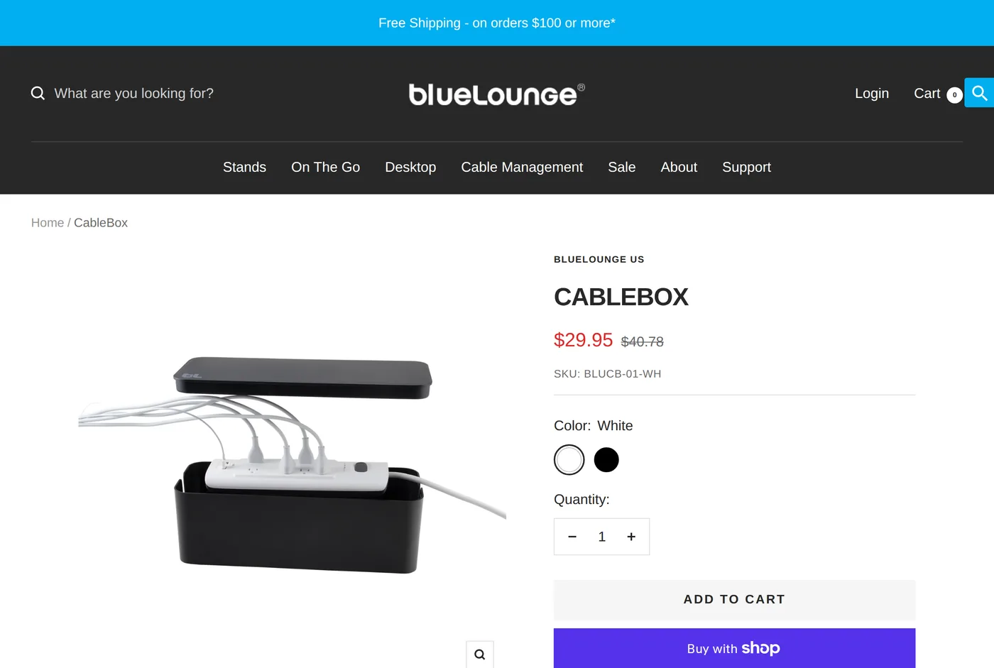 Bluelounge's own product page for the Bluelounge CableBox