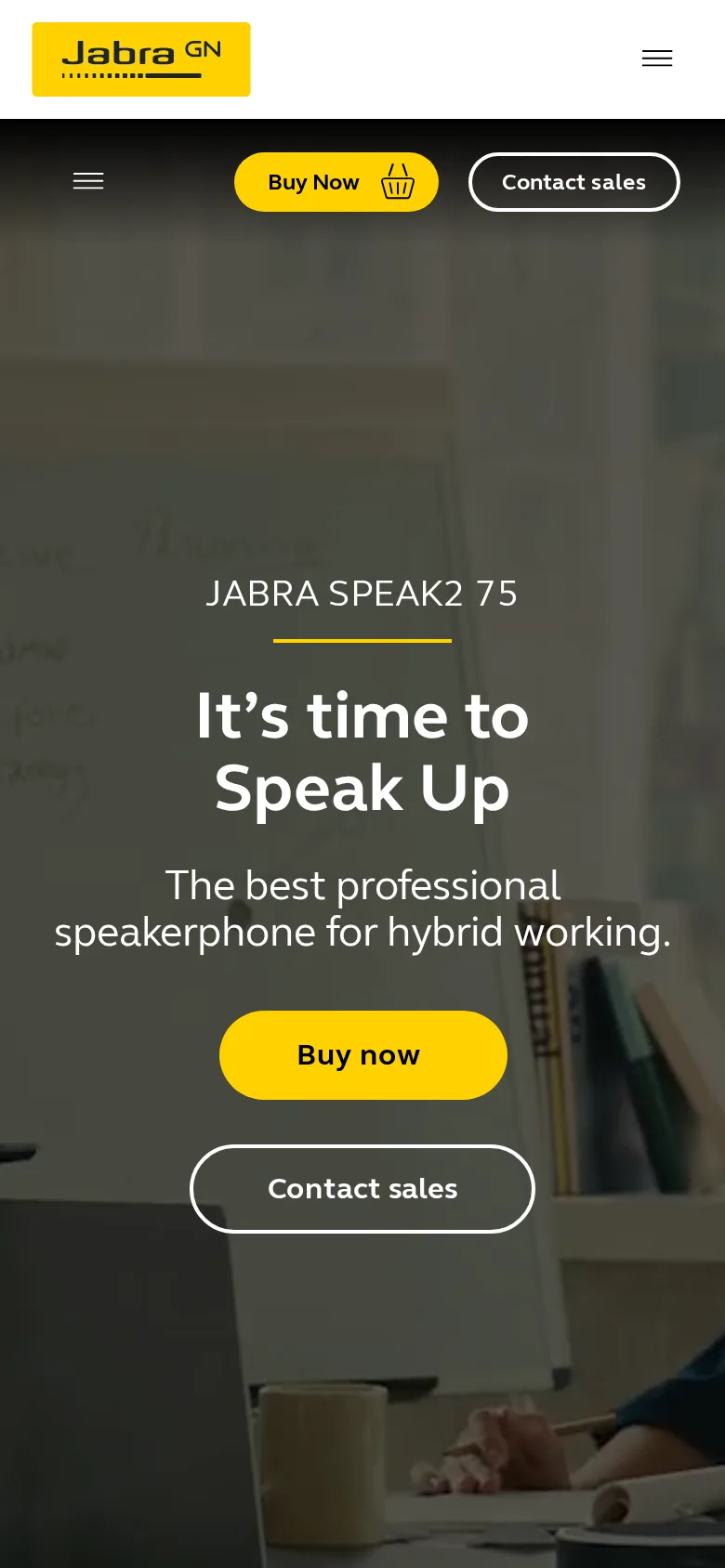 Jabra Speak2 75 on Jabra's site, viewed on a phone