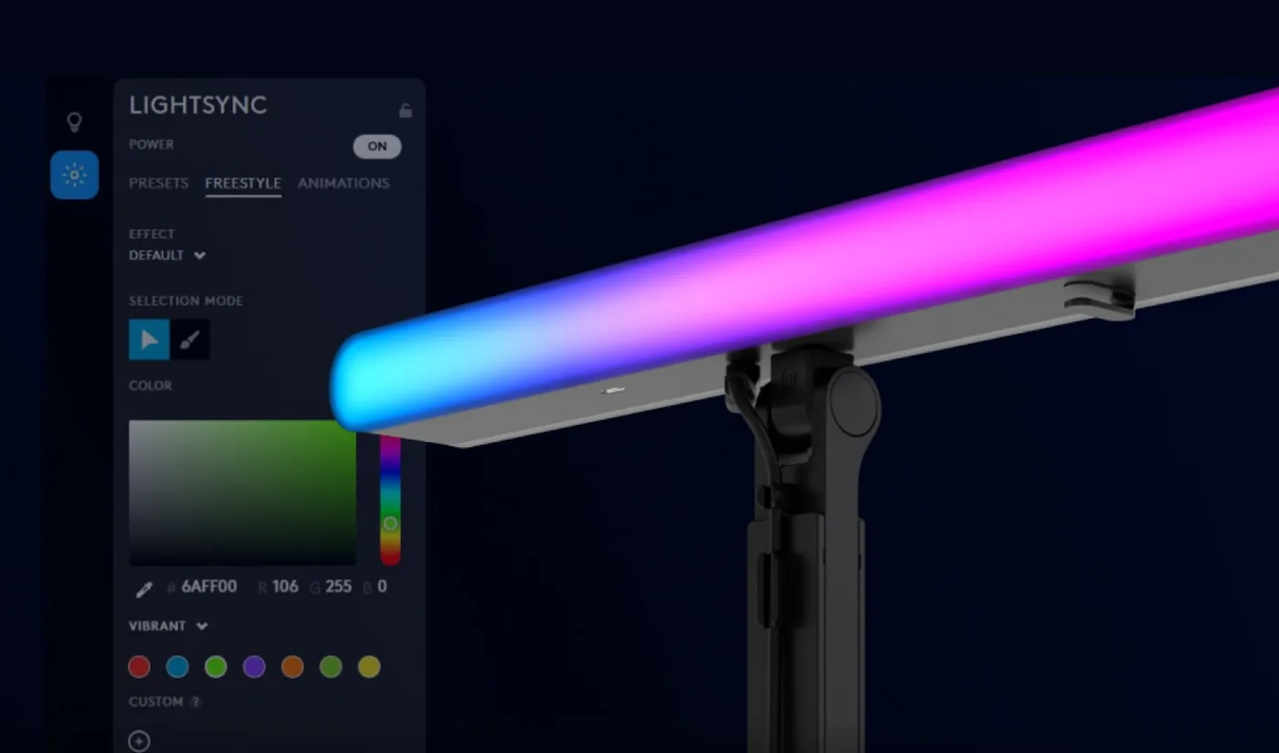 Logitech G's product page for the Litra Beam LX dual-sided streaming light
