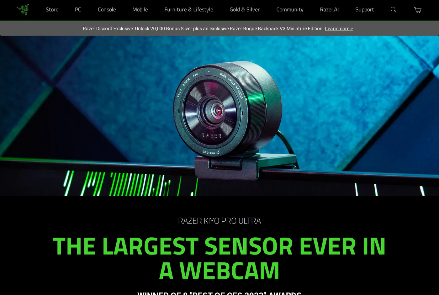 Razer's own product page for the Razer Kiyo Pro Ultra